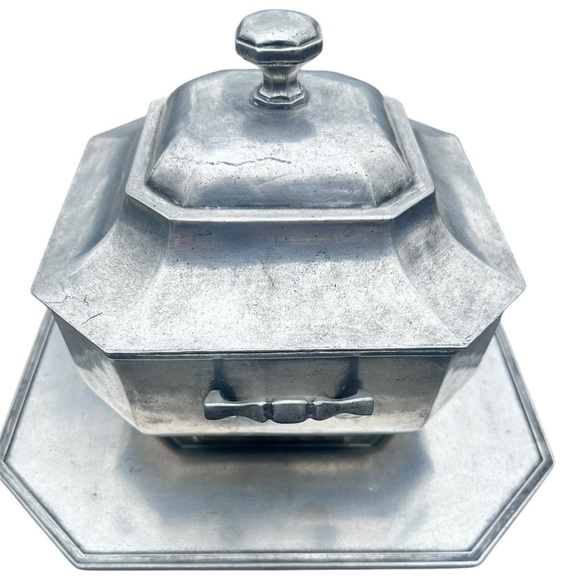 MARINONI Arte Italica Pewter Soup Tureen Tray Mid Century Modern Italy - Picture 2 of 9